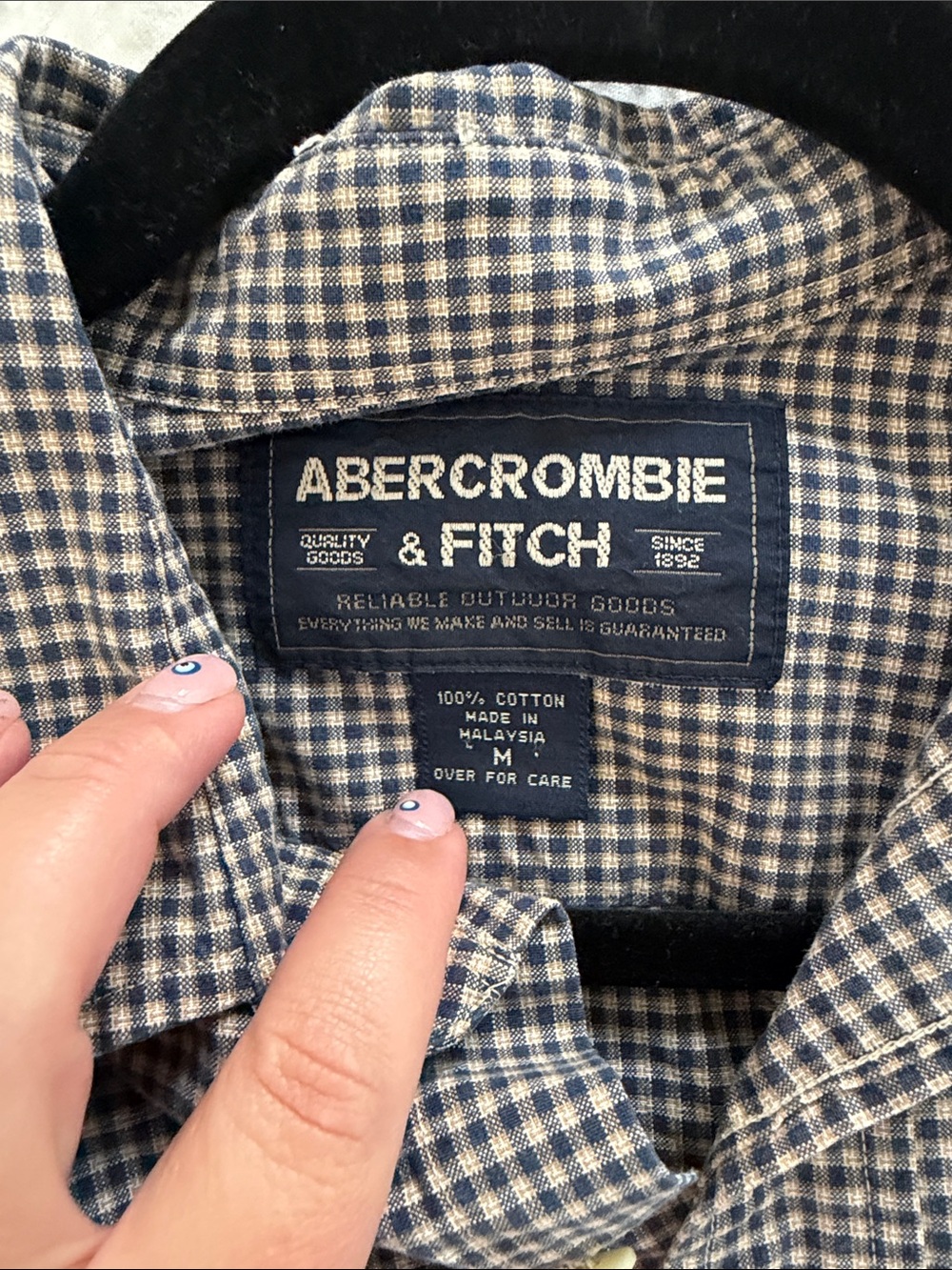 Abercrombie & Fitch Brown and White Micro-Check Shirt - Picture 5 of 5